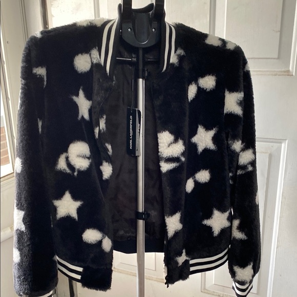 Karl Lagerfeld Jackets & Blazers - Karl Lagerfeld Black and White Teddy Jacket with Plush Material
